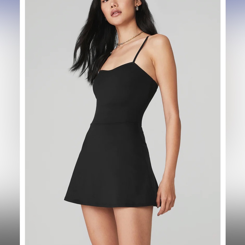 ALO YOGA Alosoft Courtside Tennis Dress S black